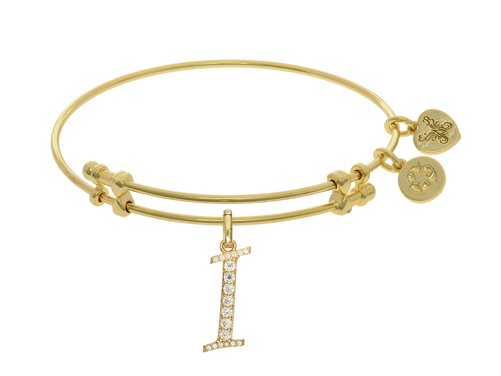 Brass With Yellow Finish  Initial I Charm For Angelica Collection Bangle