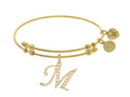Brass With Yellow Finish  Initial M Charm For Angelica Collection Bangle