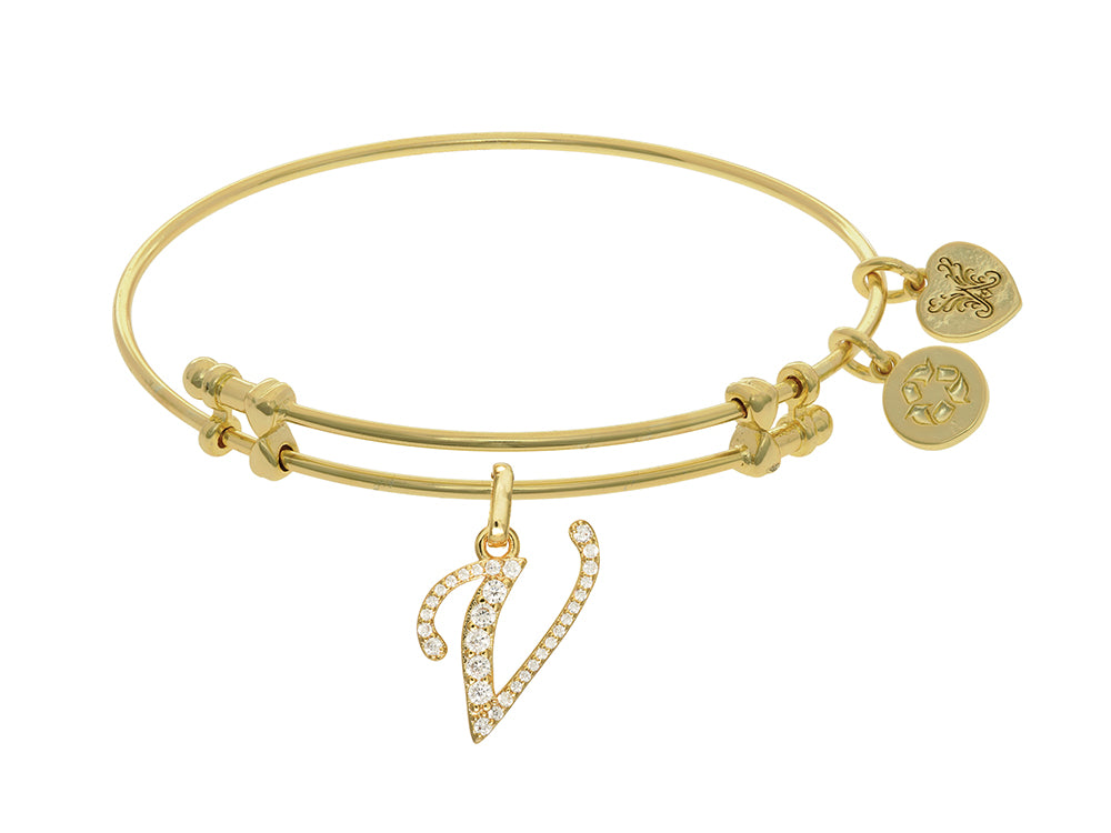 Brass With Yellow Finish  Initial V  Charm For Angelica Collection Bangle