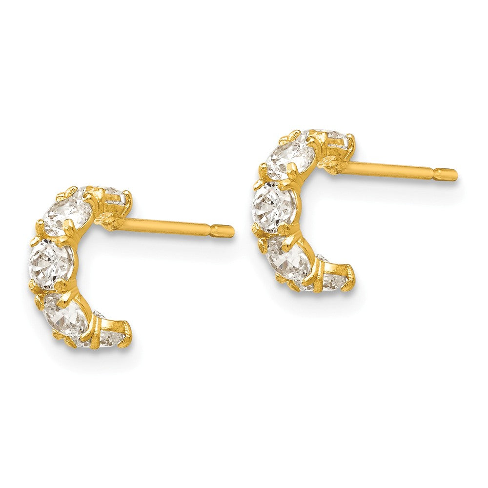 FJC Finejewelers 14k Yellow Gold Madi K CZ Children's Five Stone Hinged Hoop Post Earrings