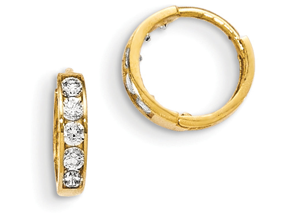 FJC Finejewelers 14k Yellow Gold Madi K CZ Children's Hinged Hoop Earrings