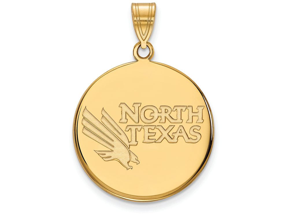 Logoart Sterling Silver Gp University Of North Texas Large Disc Pendant