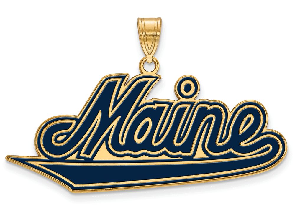 Logoart Sterling Silver Gp University Of Maine Extra Large  Enamel Pendant