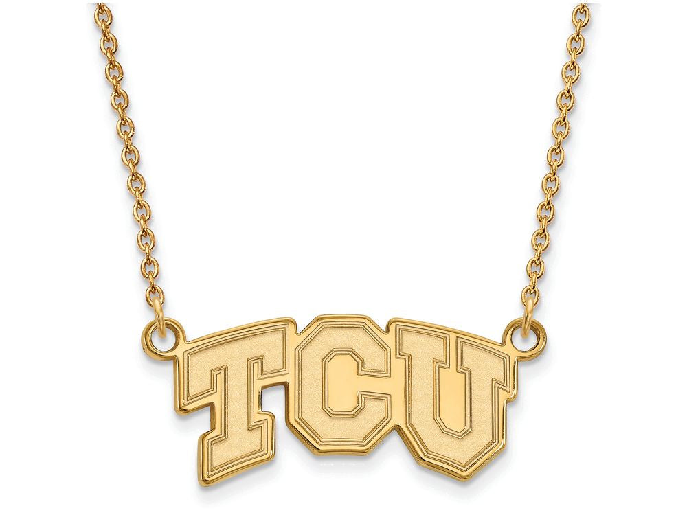 Logoart Sterling Silver Gp Texas Christian U Small Pendant Necklace