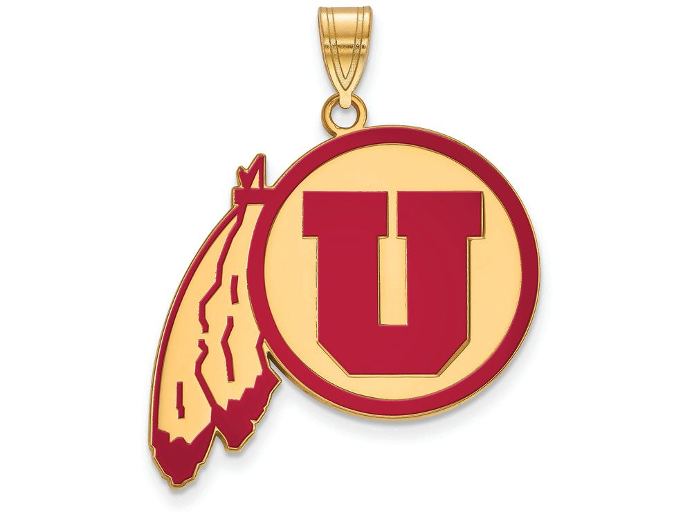 Logoart Sterling Silver Gp University Of Utah Extra Large  Enamel Pendant