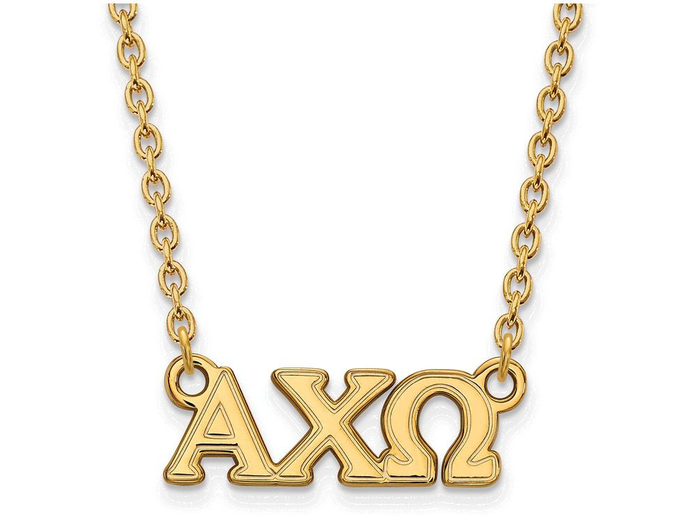 Logoart Sterling Silver Gp Alpha Chi Omega Small Pendant Necklace