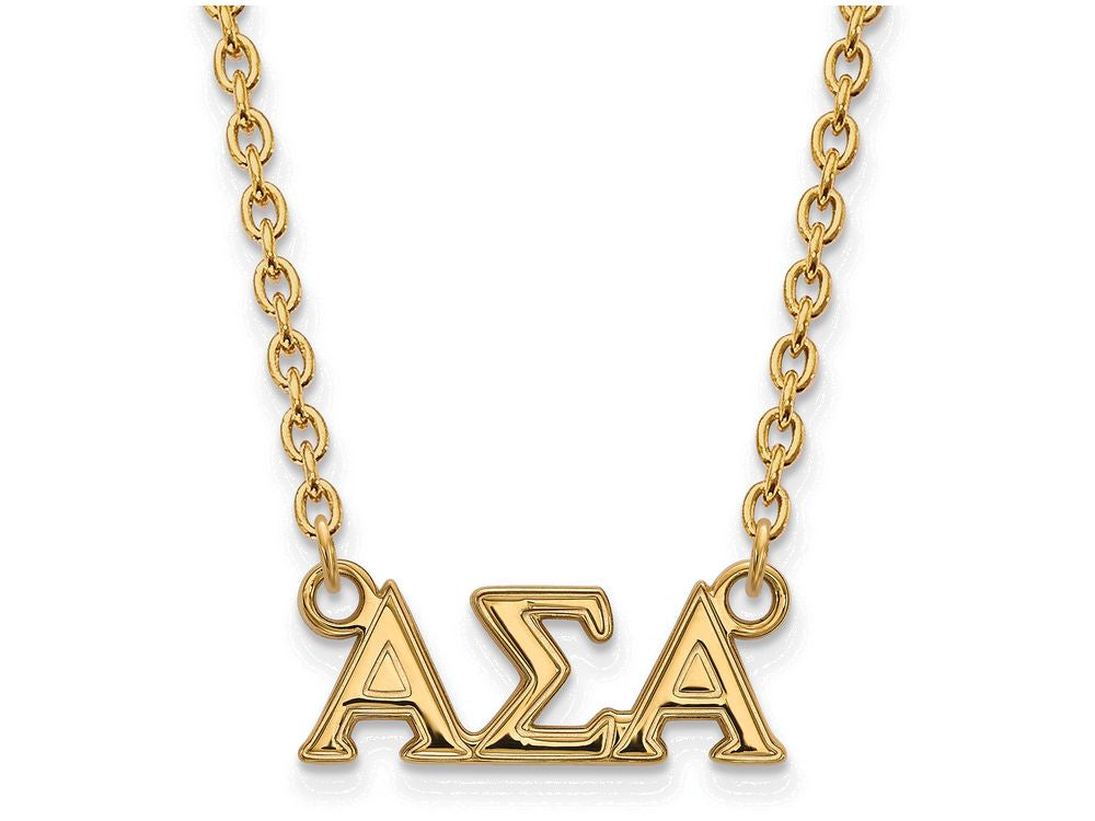 Logoart Sterling Silver Gp Alpha Sigma Alpha Medium Pendant Necklace
