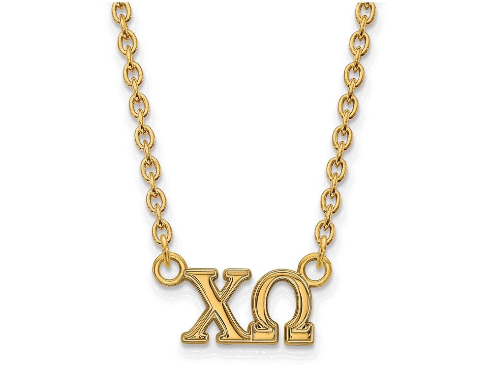 Logoart Sterling Silver Gp Chi Omega Medium Pendant Necklace