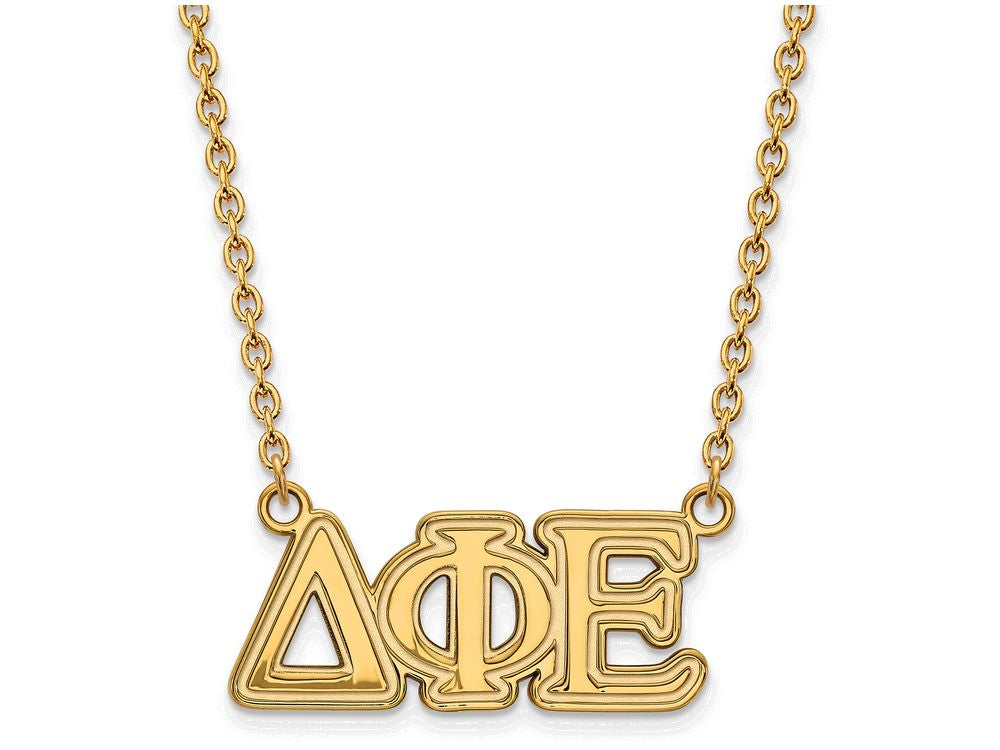 Logoart Sterling Silver Gp Delta Phi Epsilon Medium Pendant Necklace