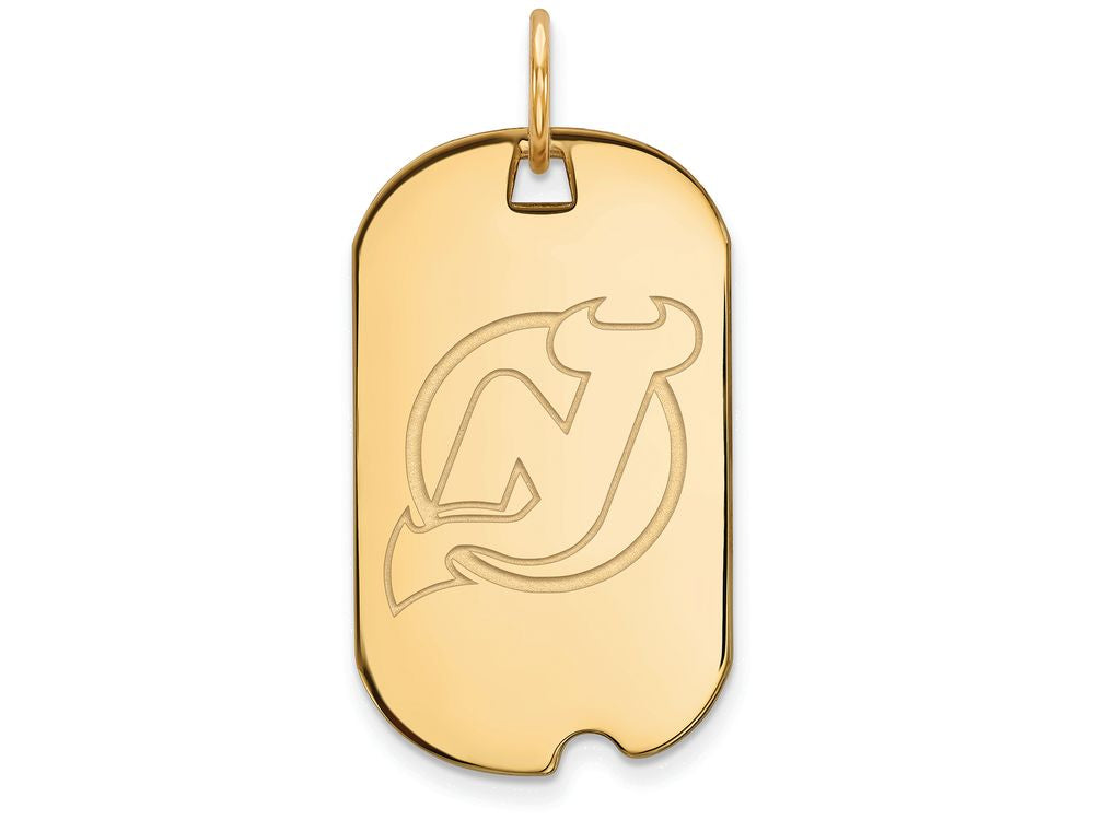 Logoart Sterling Silver Gp New Jersey Devils Small Dog Tag Pendant Necklace