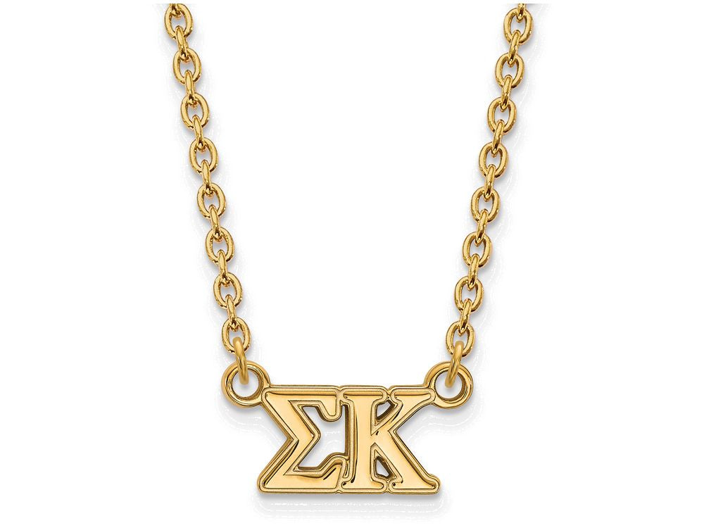 Logoart Sterling Silver Gp Sigma Kappa Medium Pendant Necklace