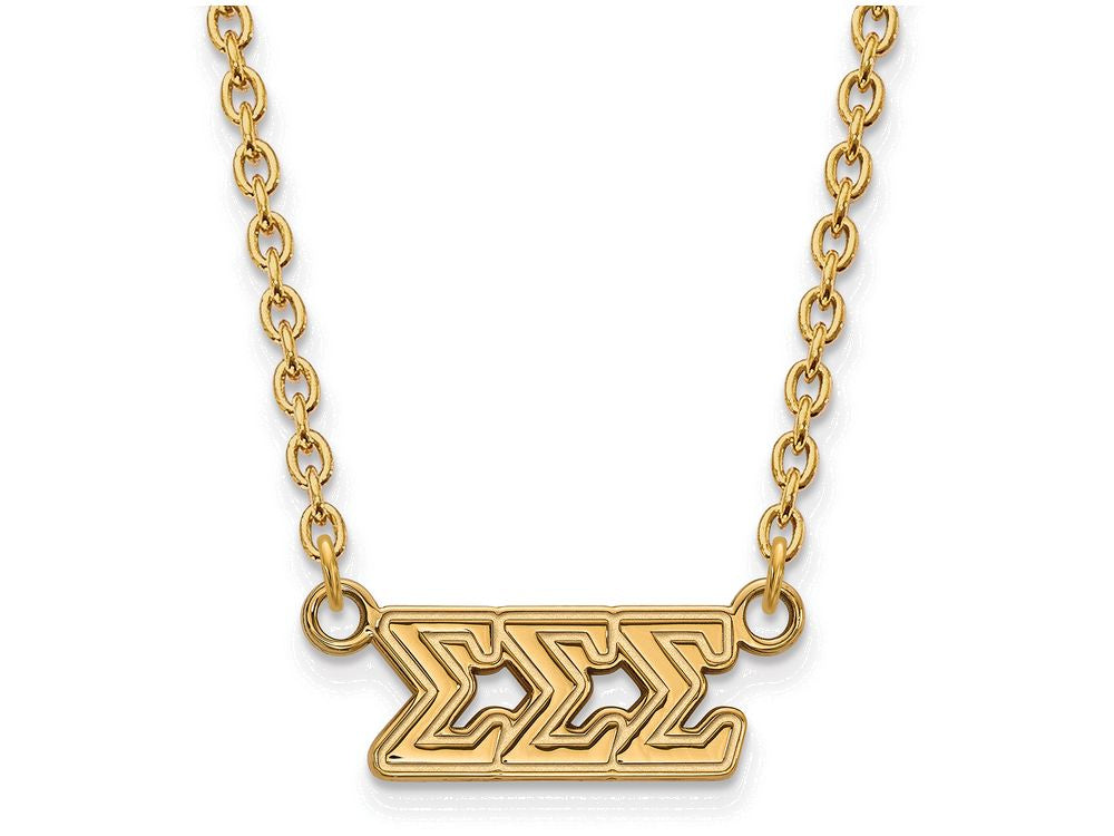 Logoart Sterling Silver Gp Sigma Sigma Sigma Medium Pendant Necklace