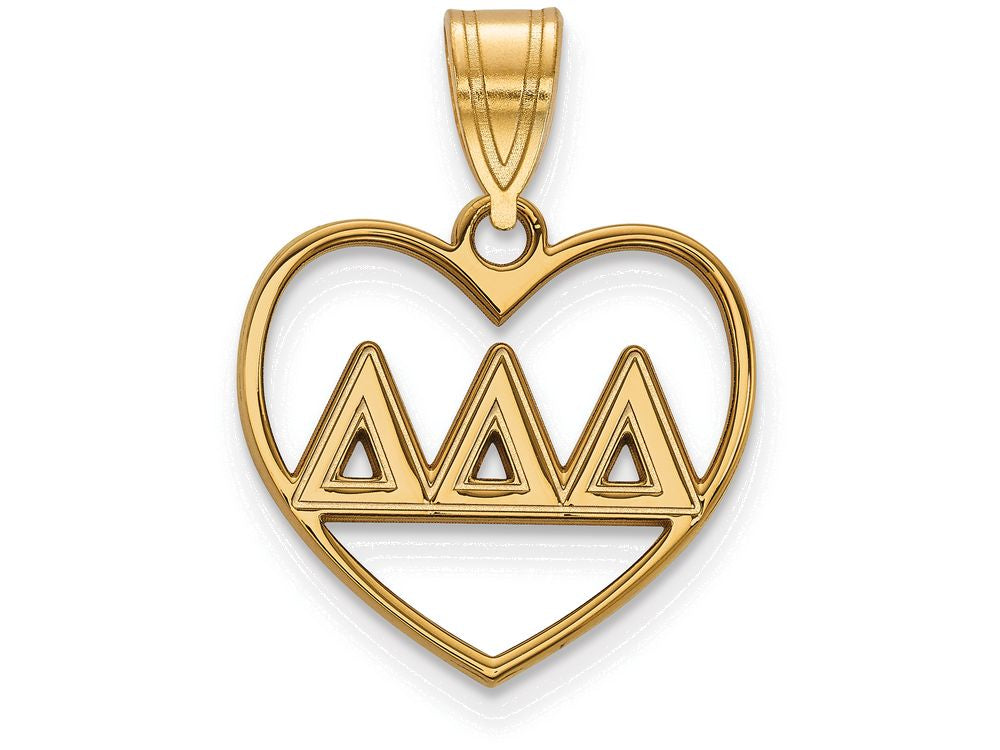 Logoart Sterling Silver Gp Delta Delta Delta Heart Pendant