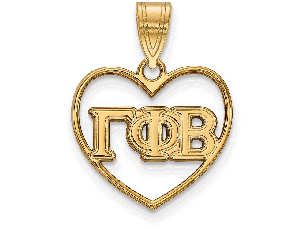Logoart Sterling Silver Gp Gamma Phi Beta Heart Pendant