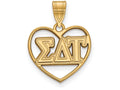 Logoart Sterling Silver Gp Sigma Delta Tau Heart Pendant