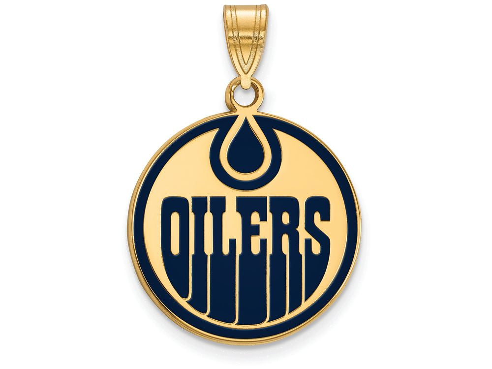 Sterling Silver Gp Nhl Logoart Edmonton Oilers Large Enamel Pendant