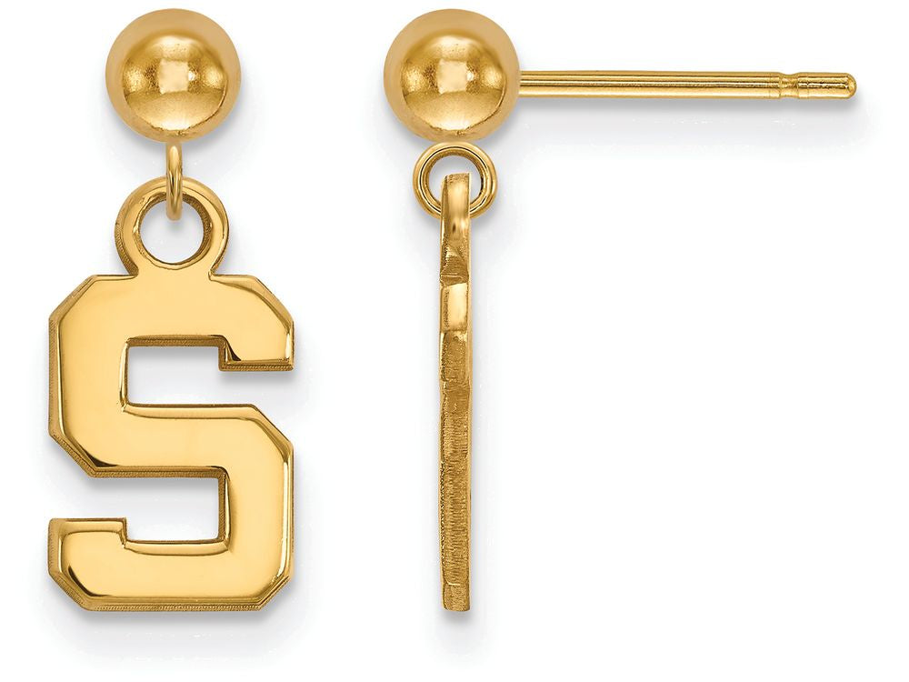 Logoart Sterling Silver Gp Michigan State University Earrings Dangle Ball