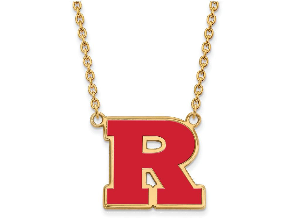 Logoart Sterling Silver Gp Rutgers Large Enamel Pendant Necklace