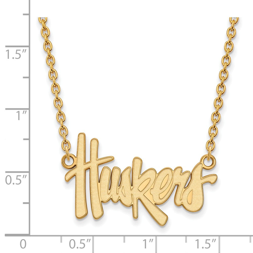 Logoart Sterling Silver Gp University Of Nebraska Large Pendant Necklace