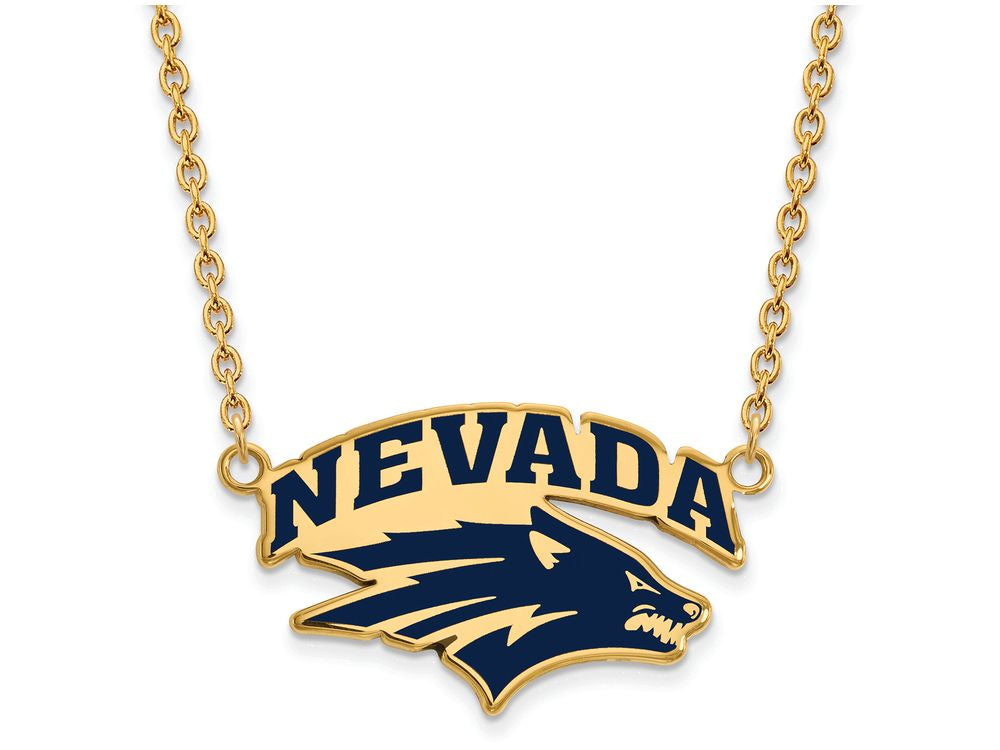 Logoart Sterling Silver Gp U Of Nevada Large Enamel Pendant Necklace