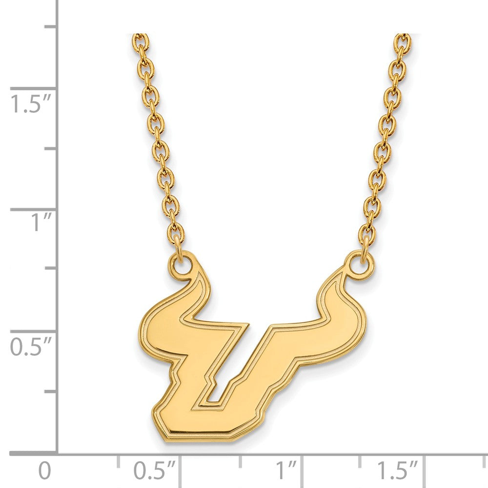 Logoart Sterling Silver Gp University Of South Florida Large  Pendant Necklace