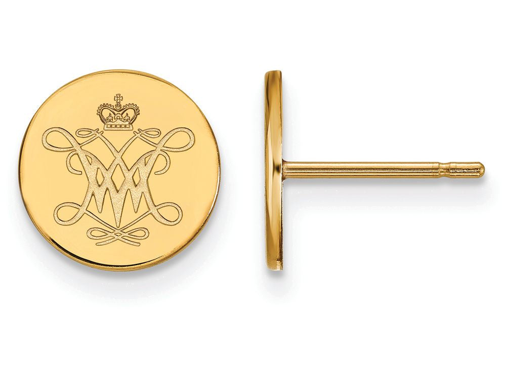 Logoart Sterling Silver Gp William And Mary Extra Small Disc Earrings