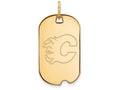 Logoart Sterling Silver Gp Calgary Flames Small Dog Tag Pendant Necklace