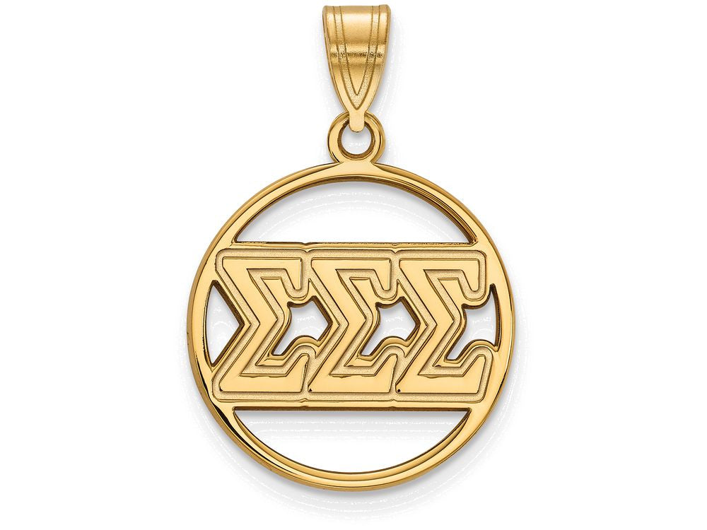 Logoart Sterling Silver Gp Sigma Sigma Sigma Mediuml Circle Pendant