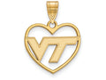 Logoart Sterling Silver Gp Virginia Tech Pendant In Heart