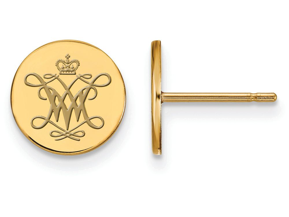 Logoart Sterling Silver Gp William And Mary Extra Small Enamel Disc Earrings