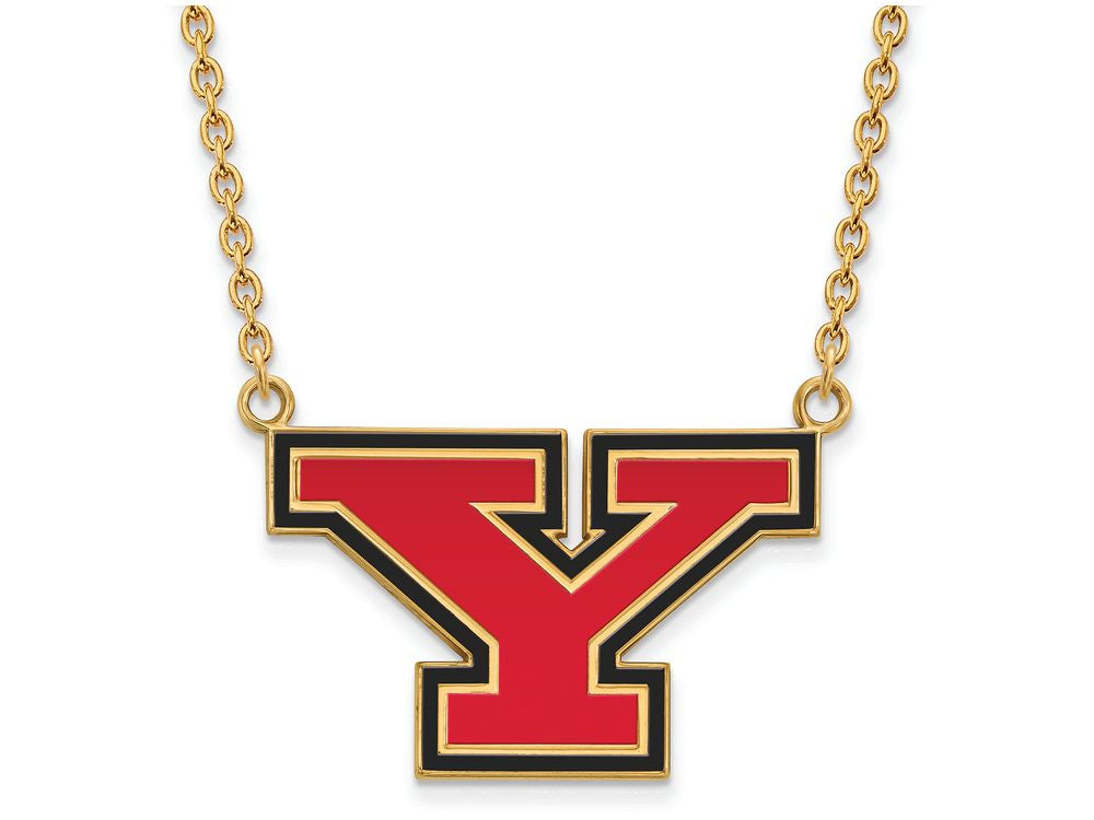 Logoart Sterling Silver Gp Youngstown State U Large  Enamel Pendant Necklace