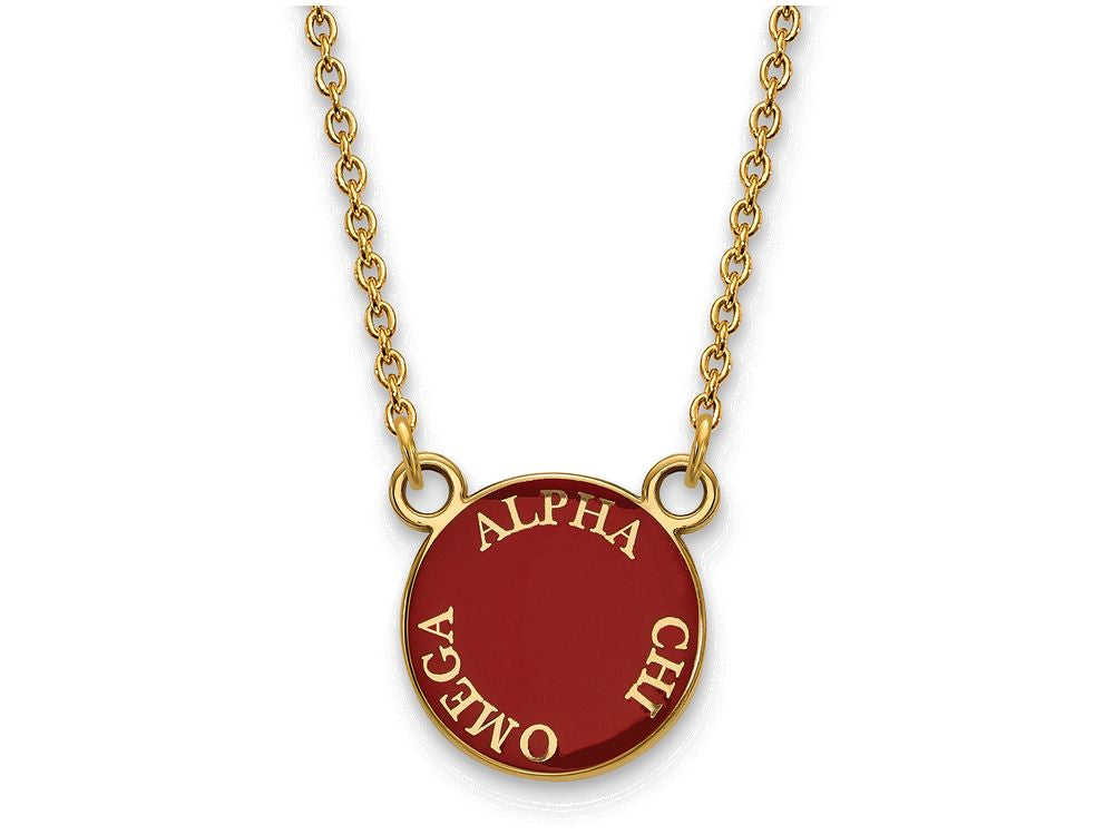 Logoart Sterling Silver Gp Alpha Chi Omega Small Enamel Pendant Necklace