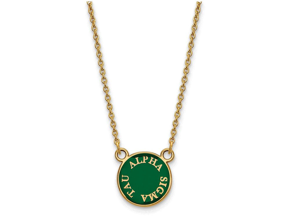 Logoart Sterling Silver Gp Alpha Sigma Tau Extra Small Enamel Pendant Necklace