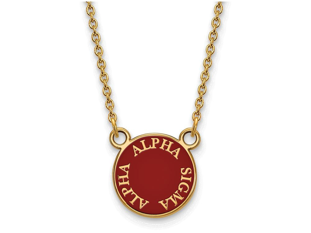 Logoart Sterling Silver Gp Alpha Sigma Alpha Small Enamel Pendant Necklace
