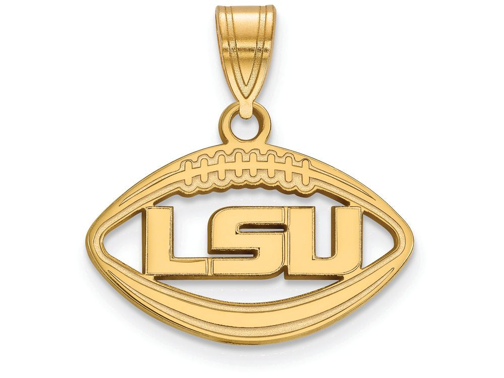 Logoart Sterling Silver Gp Louisiana State University Pendant In Football
