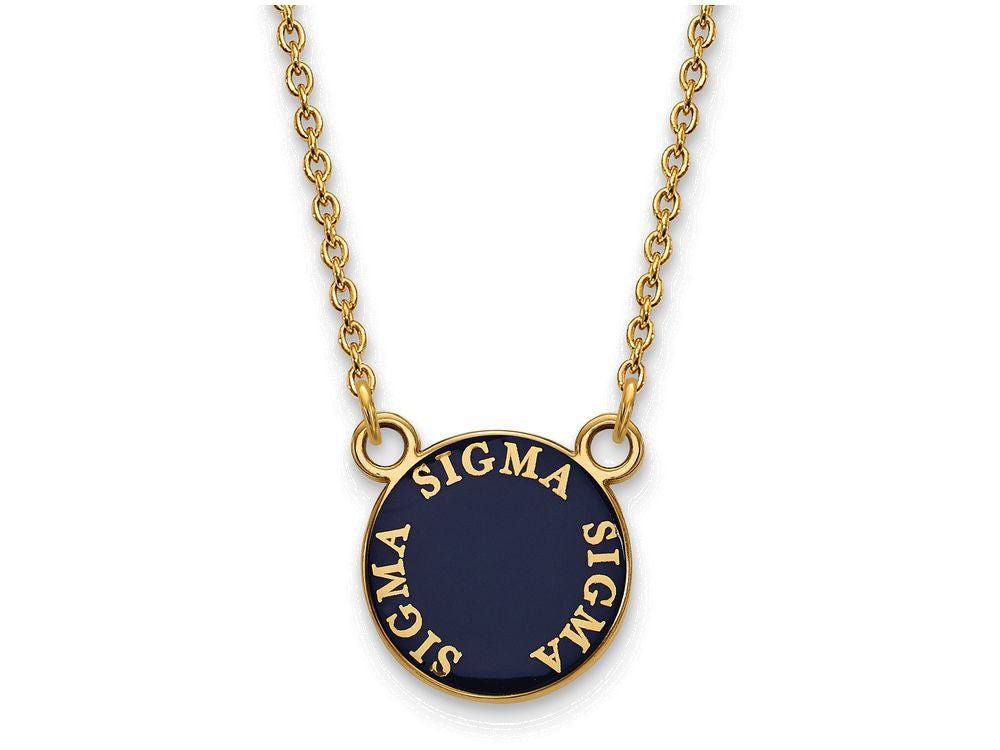 Logoart Sterling Silver Gp Sigma Sigma Sigma Small Enamel Pendant Necklace