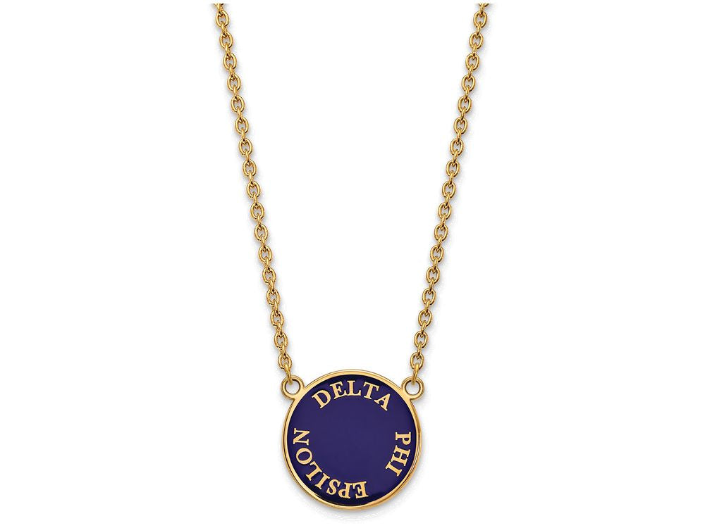 Logoart Sterling Silver Gp Delta Phi Epsilon Large Enamel Pendant Necklace