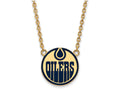 Sterling Silver Gp Nhl Logoart Edmonton Oilers Large  Enamel Pendant Necklace