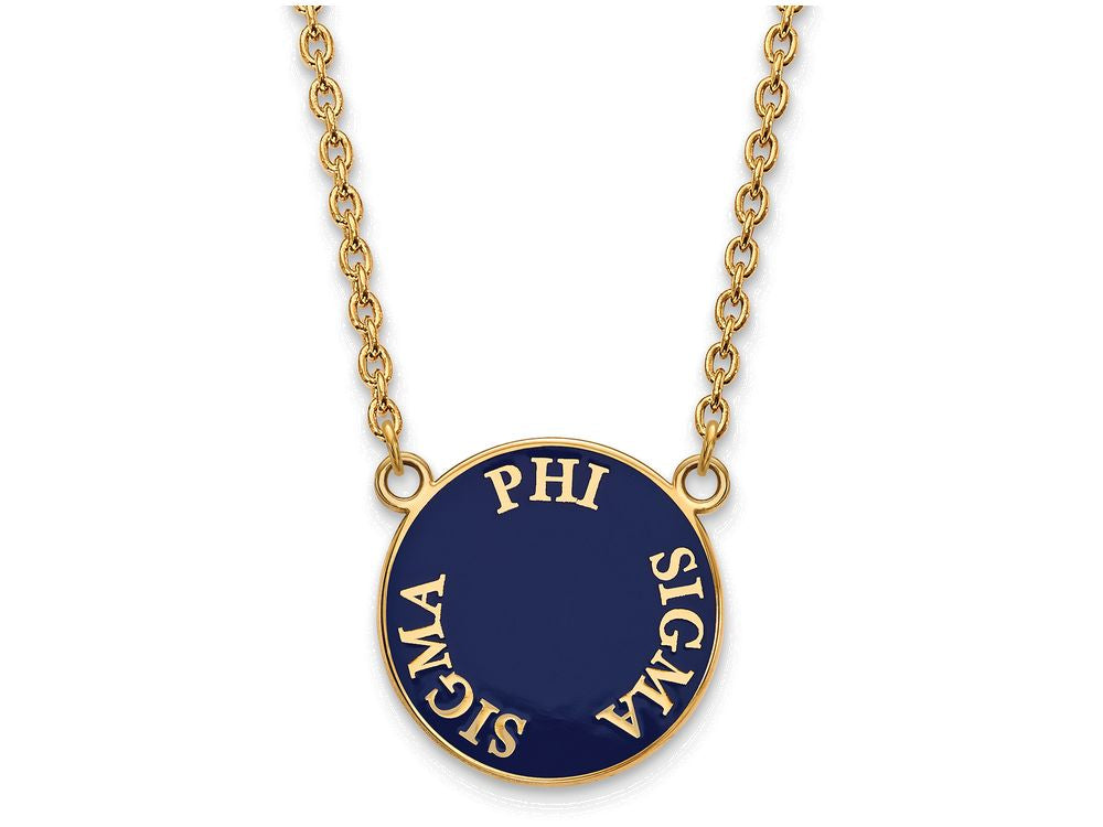 Logoart Sterling Silver Gp Phi Sigma Sigma Large Enamel Pendant Necklace