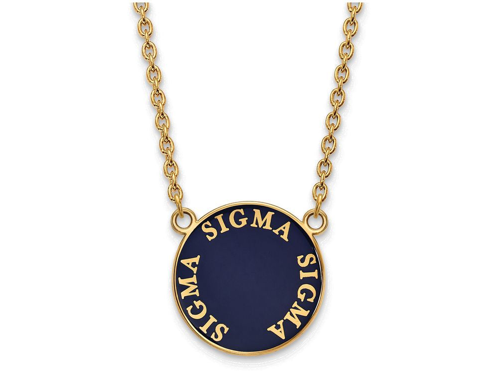 Logoart Sterling Silver Gp Sigma Sigma Sigma Large Enamel Pendant Necklace