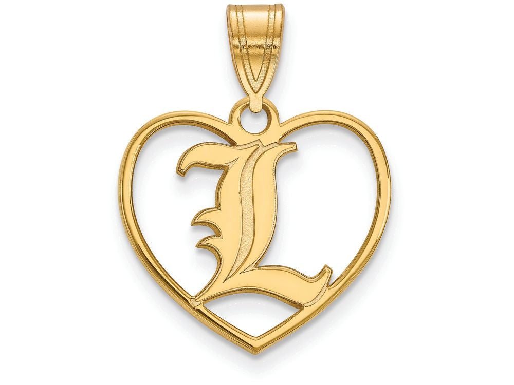 Logoart Sterling Silver Gp University Of Louisville Pendant In Heart