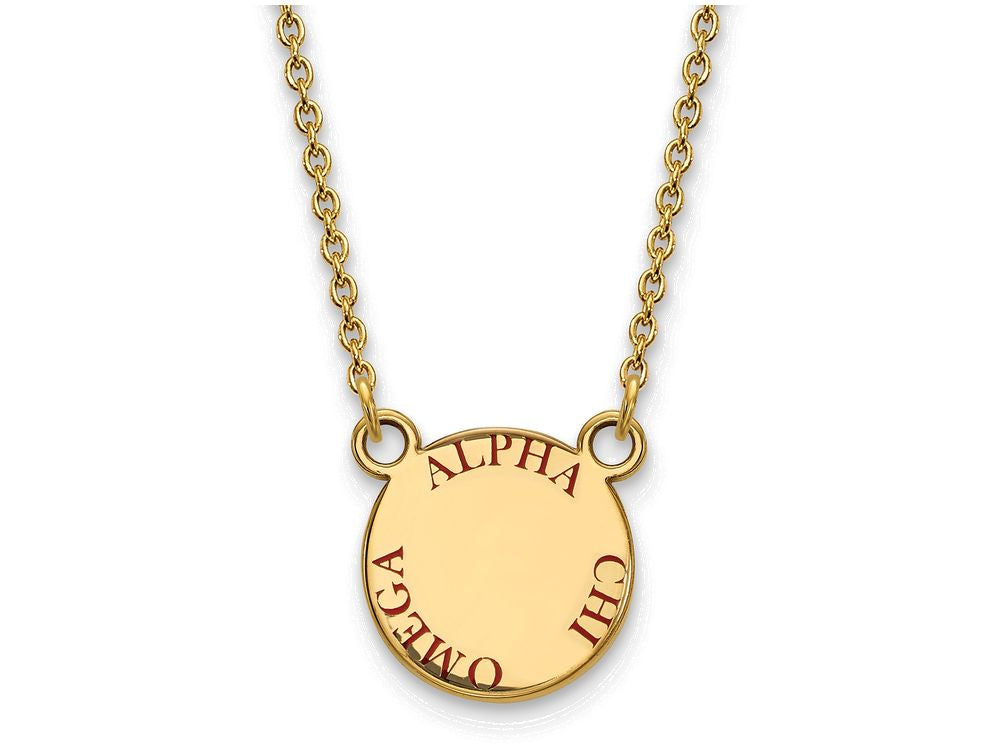 Logoart Sterling Silver Gp Alpha Chi Omega Small Enamel Pendant Necklace