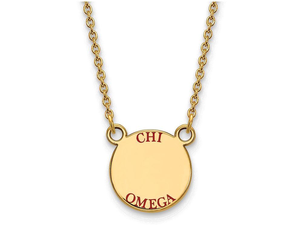 Logoart Sterling Silver Gp Chi Omega Small Enamel Pendant Necklace