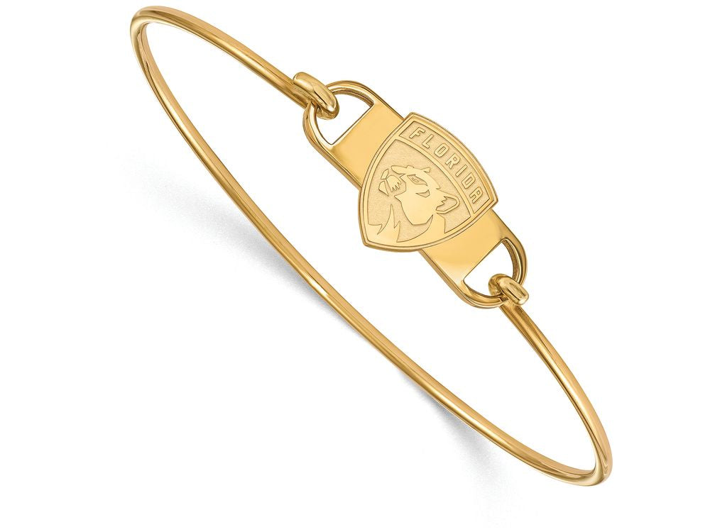 Logoart Sterling Silver Gp Florida Panthers Small Ctr Wire Bangle