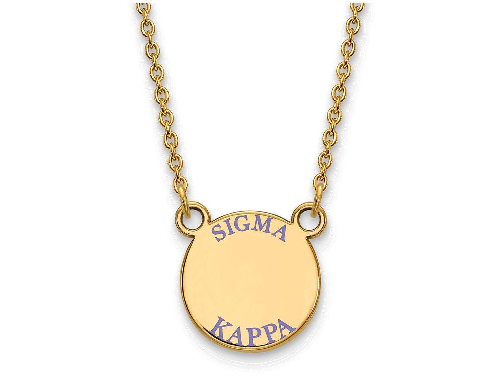Logoart Sterling Silver Gp Sigma Kappa Small Enamel Pendant Necklace