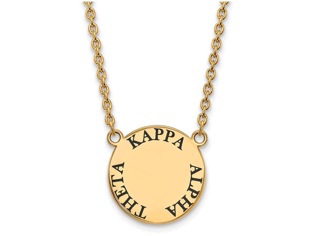 Logoart Sterling Silver Gp Kappa Alpha Theta Large Enamel Pendant Necklace