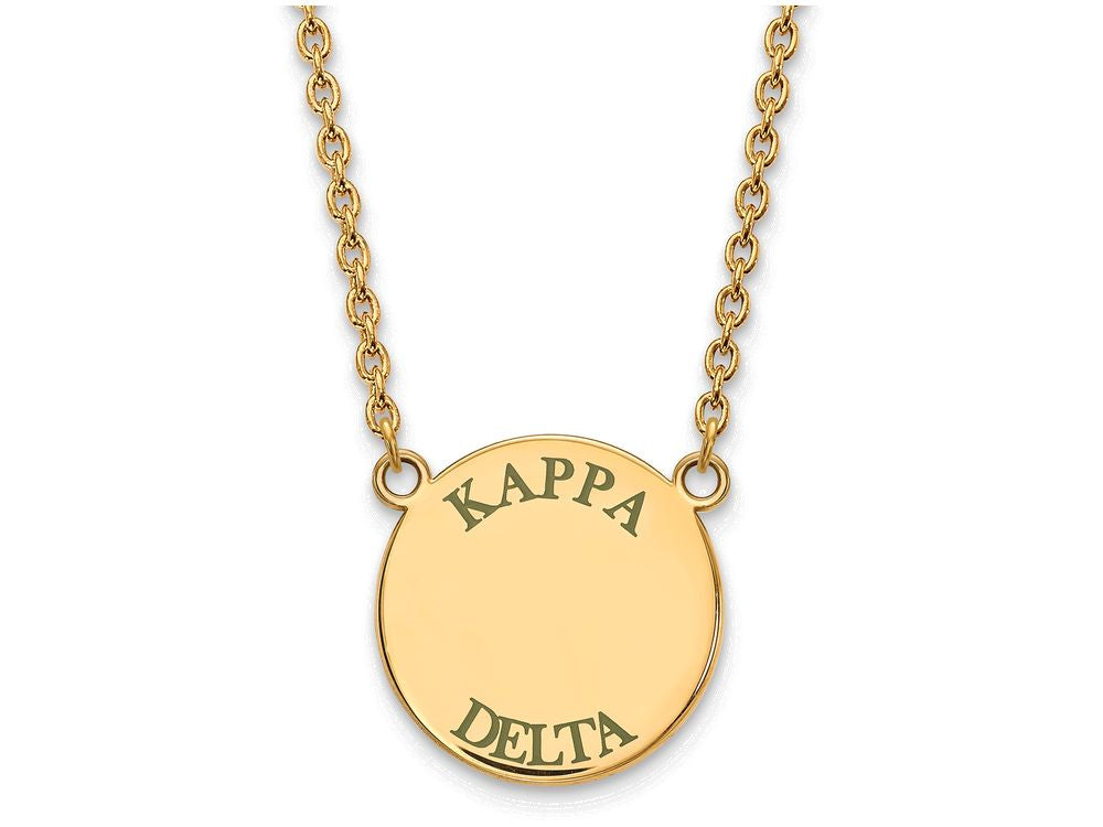 Logoart Sterling Silver Gp Kappa Delta Large Enamel Pendant Necklace