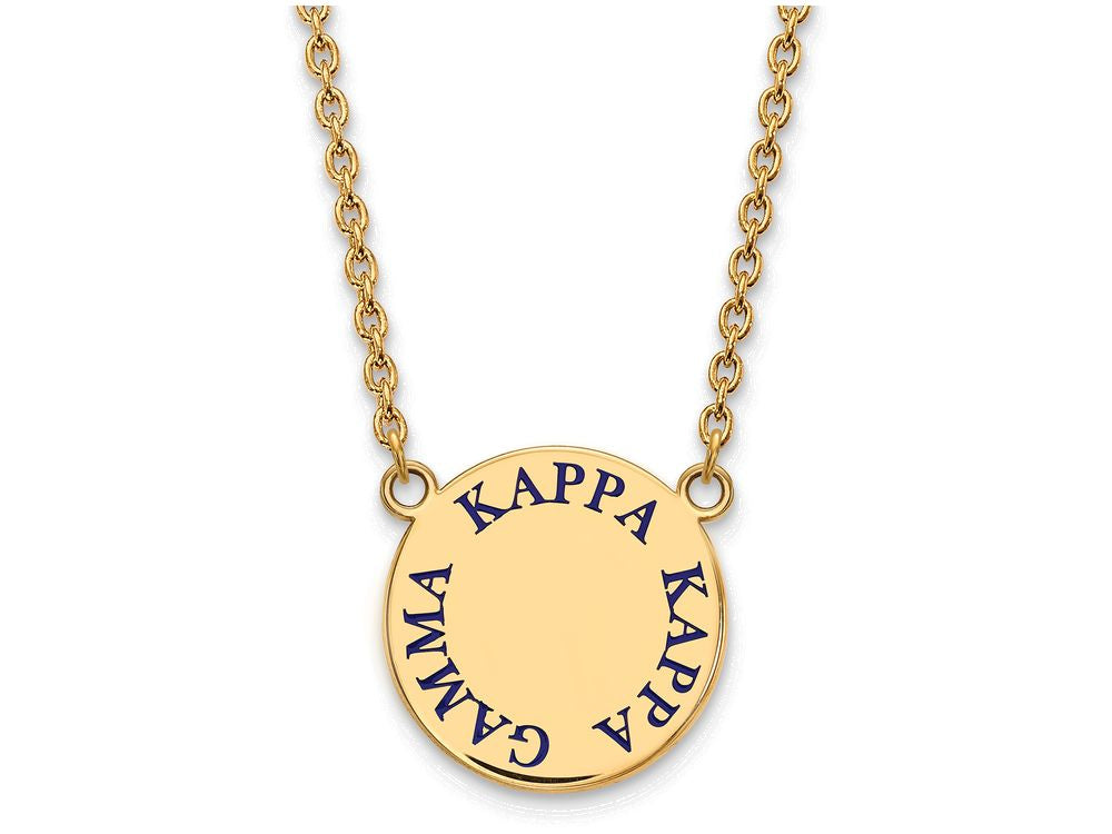 Logoart Sterling Silver Gp Kappa Kappa Gamma Large Enamel Pendant Necklace