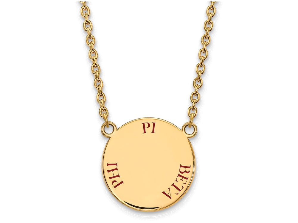 Logoart Sterling Silver Gp Pi Beta Phi Large Enamel Pendant Necklace