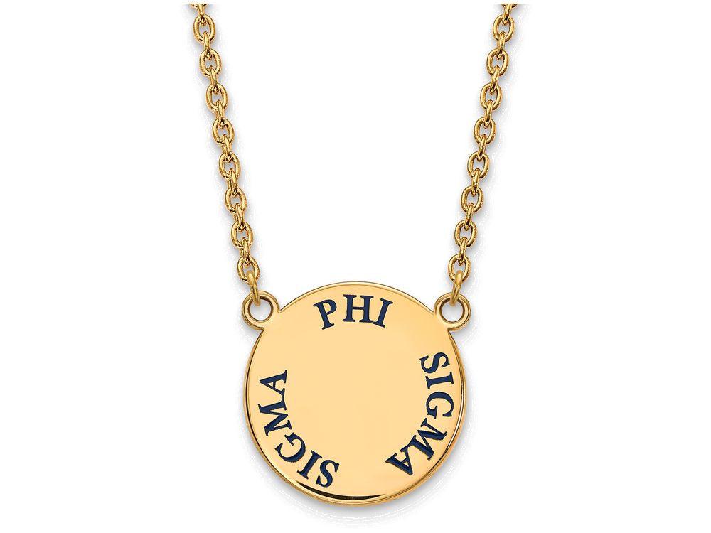Logoart Sterling Silver Gp Phi Sigma Sigma Large Enamel Pendant Necklace